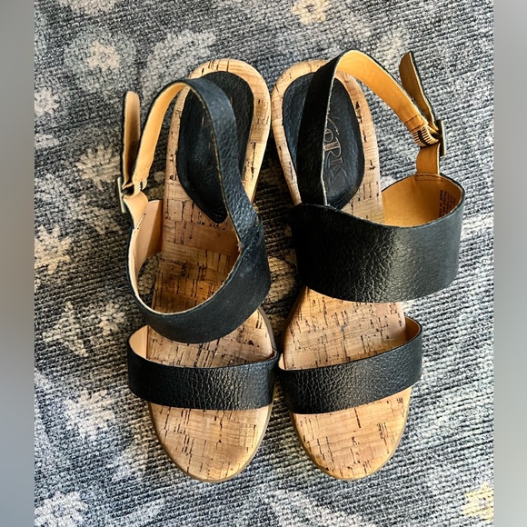 Kork-Ease Korks Vienna Black Leather Slingback Buckle Cork Sandals - Picture 4 of 7